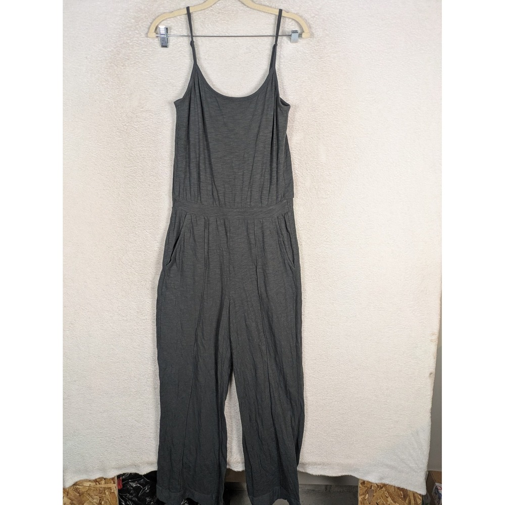 UpWest Jumpsuit Women's Small Charcoal Grey Spaghetti Strap Elastic Waist Pocket